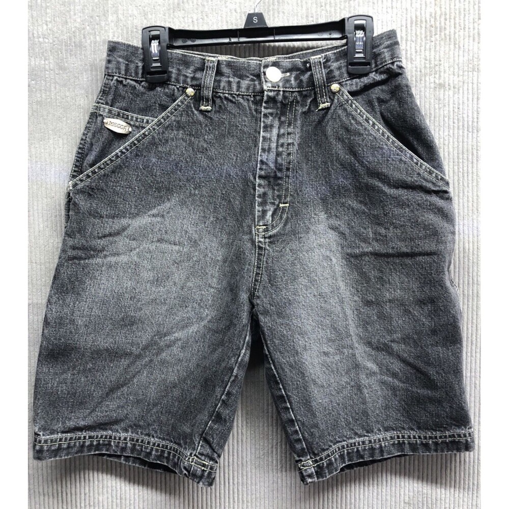 Mecca Boys Denim Bermuda Jean Shorts Size 10 Black Gray Distress